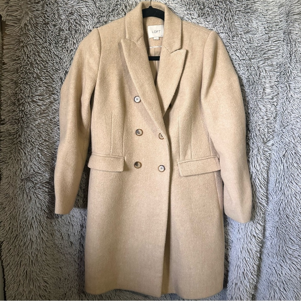 XS petite tan camel loft coat